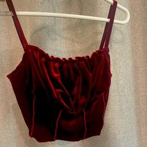 Red velvet milkmaid crop top
